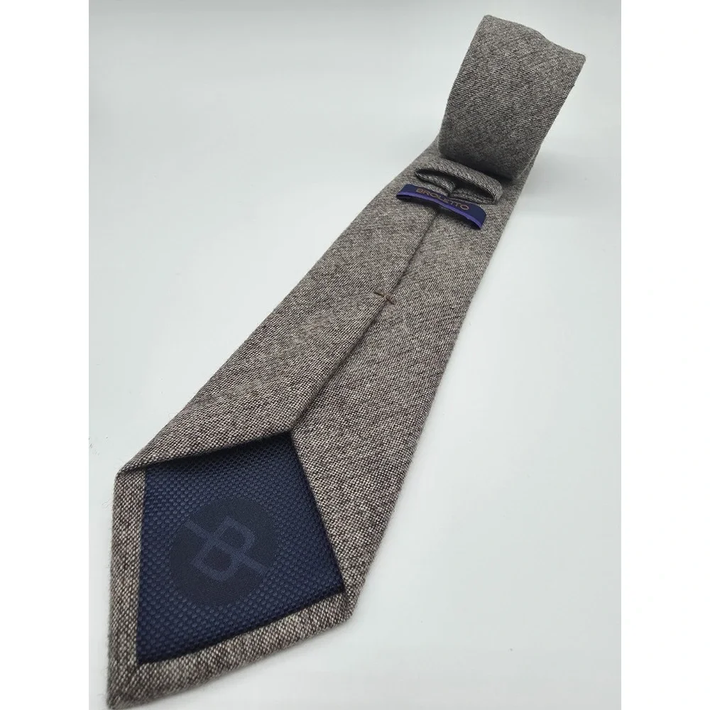 Broletto Men's Wool/Cotton Gray Necktie 58